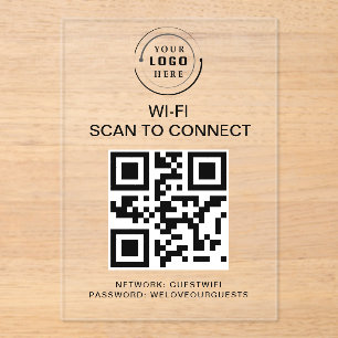 Wifi Password QR Code Scan to Connect Acrylic Invitations