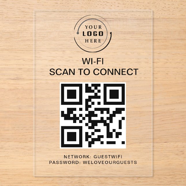 Wifi Password | QR Code Scan to Connect  Acrylic Invitations (Front)