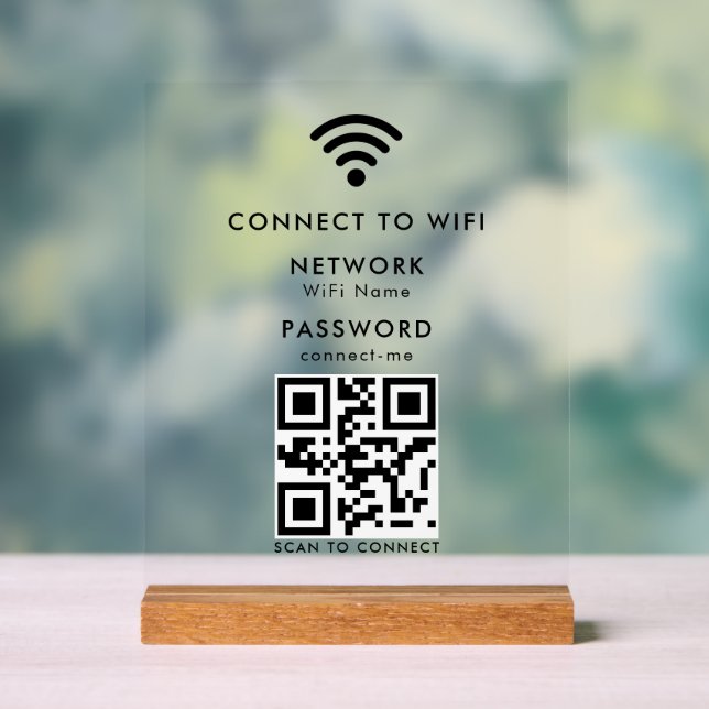 Wifi Password | QR Code Scan to Connect  Acrylic Sign (Neutral)