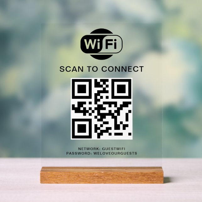 Wifi Password | QR Code Scan to Connect Acrylic Sign (Neutral)