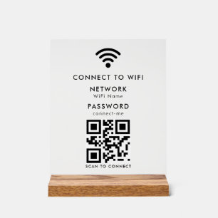 Wifi Password QR Code Scan to Connect Acrylic Sign
