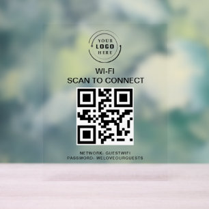 Wifi Password   QR Code Scan to Connect  Acrylic Sign