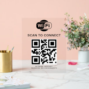 Wifi Password QR Code Scan to Connect Acrylic Sign