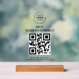 Wifi Password QR Code Scan to Connect Acrylic Sign