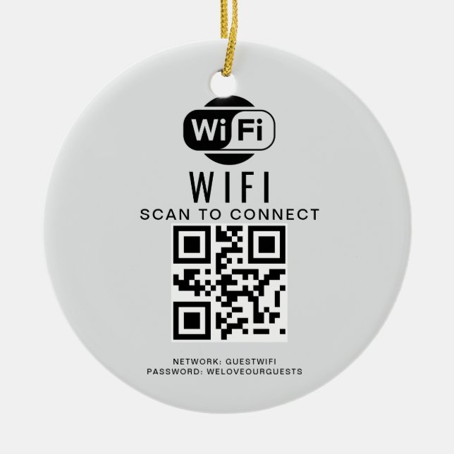 Wifi Password | QR Code Scan to Connect Ceramic Tree Decoration (Front)
