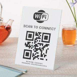 Wifi Password   QR Code Scan to Connect Pedestal Sign