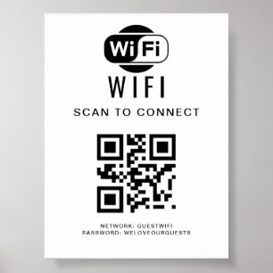 Wifi Password   QR Code Scan to Connect Poster