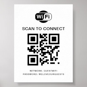 Wifi Password   QR Code Scan to Connect Poster