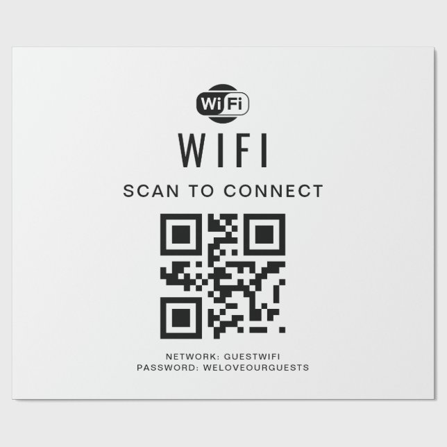Wifi Password | QR Code Scan to Connect Wrapping Paper (Flat)