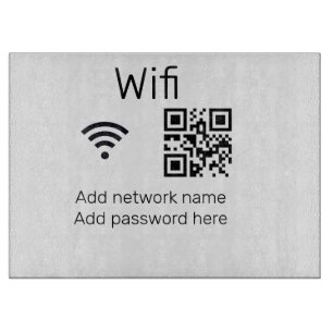 Wifi password sign add Q R code here details here Cutting Board