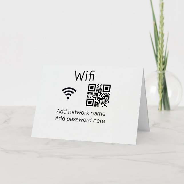 Wifi password sign add Q R code here details here  Foil Holiday Card (Front)