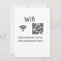 Wifi password sign add Q R code here details here 