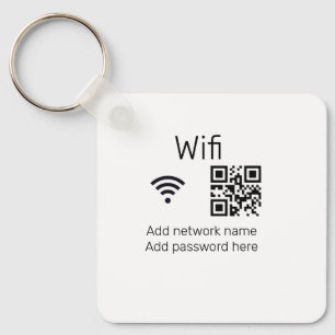 Wifi password sign add Q R code here details here  Key Ring