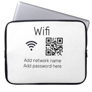 Wifi password sign add Q R code here details here  Laptop Sleeve
