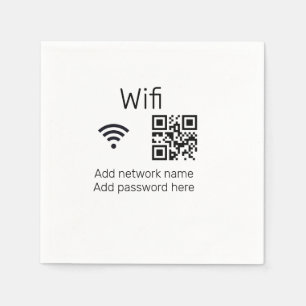 Wifi password sign add Q R code here details here Napkin