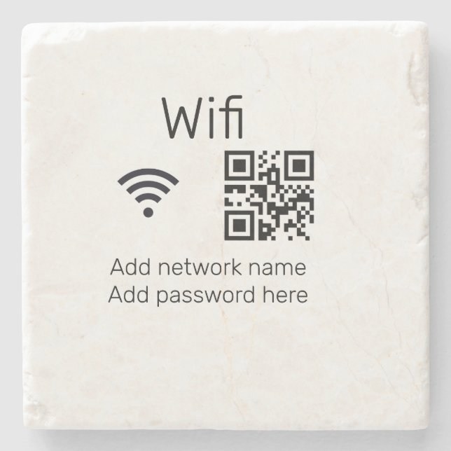 Wifi password sign add Q R code here details here  Stone Coaster (Front)
