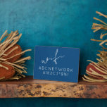 Wifi Password Sign Blue Plaque<br><div class="desc">Modern WiFi password sign to share your network information with guests. Perfect for Airbnb rentals,  bed and breakfast rooms and more. Minimal modern design in black and white with elegant script and simple,  easy to read typography.</div>