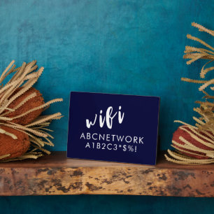 Wifi Password Sign Navy Blue Plaque