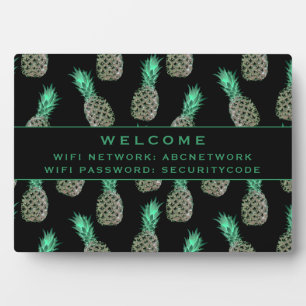 Wifi Password Sign Tropical Pineapples Plaque