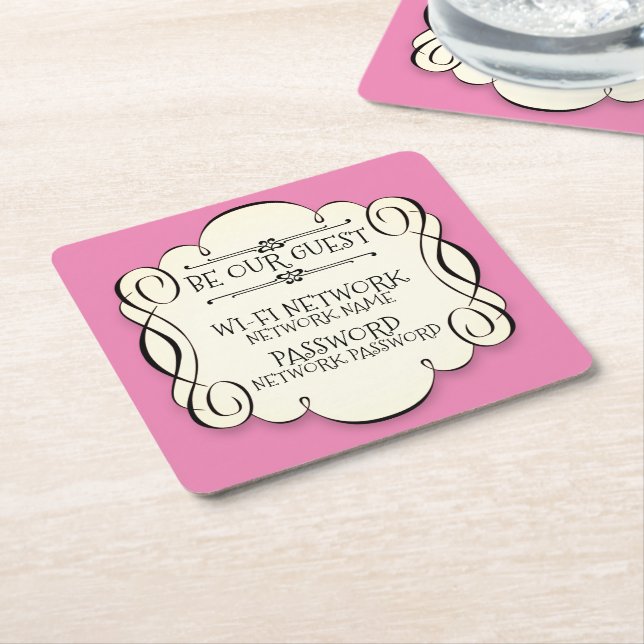 Wifi Password Square Paper Coaster (Angled)