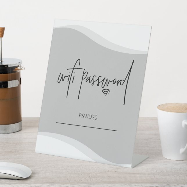 Wifi Password Table Top Sign - grey (In SItu)