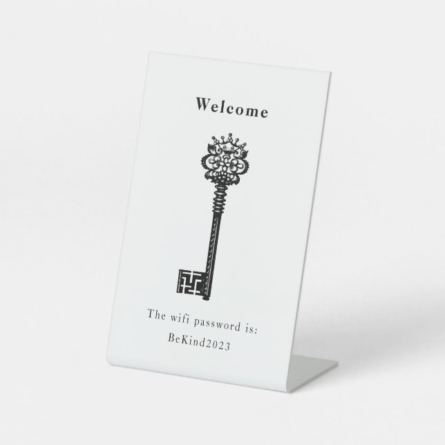 Wifi Password Vintage Key  Pedestal Sign (Front)