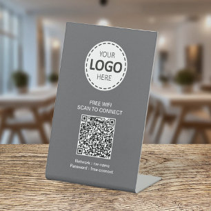 WIFI QR Code and Buisness Logo Pedestal Sign