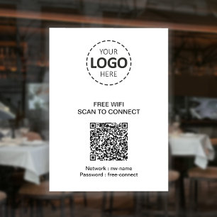 WIFI QR Code and Business Logo Window Sign