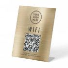 Wifi QR Code Business Logo Scan To Connect Gold