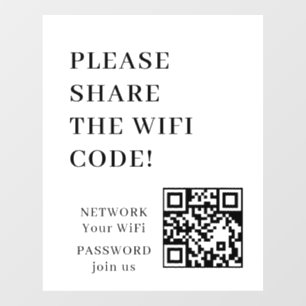 WiFi QR Code Connect Network Window Cling