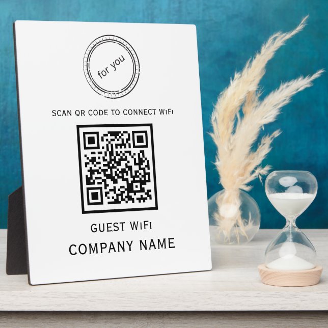 Wifi QR Code Password and Network Name White Plaque (Side)