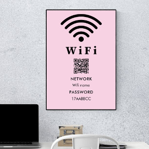 Wifi QR Code Password   Scan To Connect Pink Poster