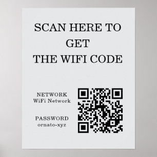 WiFi QR Code Poster Gray – Scan for Access
