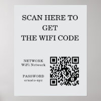 WiFi QR Code Poster Grey – Scan for Access