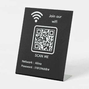 WiFi QR Code Scan Me Join Our Wifi Password Pedestal Sign