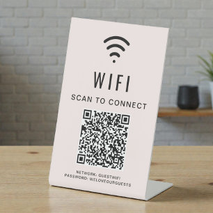 Wifi QR Code Scan To Connect Pink Pedestal Sign