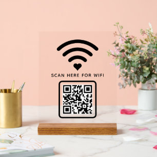 Wifi QR Code Scan to Connect Self Adhesive Acrylic Sign