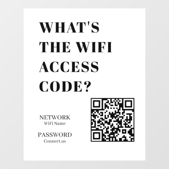 WiFi QR | Network Password Scan White Display (Sheet)