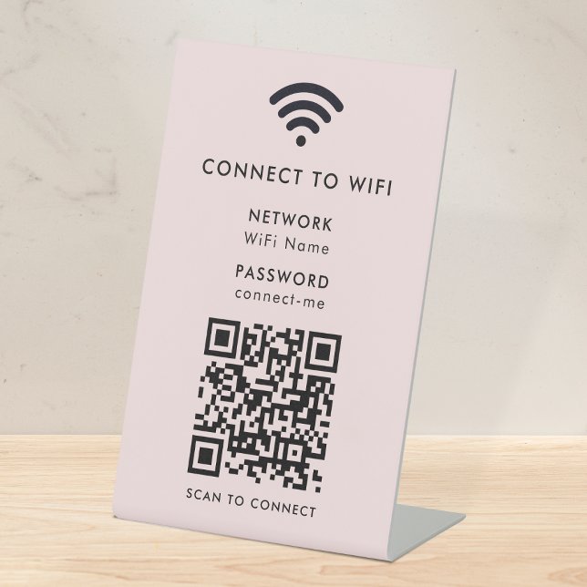 WiFi Tabletop Sign | QR Code Scan Connect Network  (Wi-Fi tabletop pedestal signs with interactive QR code, connecting anyone seamlessly to your WiFi)