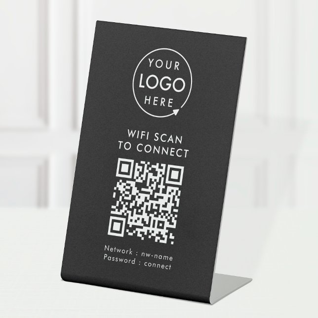  WiFi Tabletop Sign | QR Code Scan to Connect (Company branded WiFi tabletop signs with QR code, connecting users seamlessly to your Wi-Fi.)
