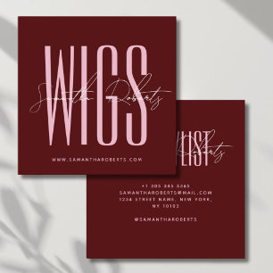 Wig stylist modern typography script red square business card