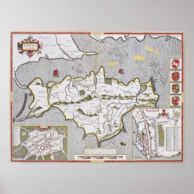 Wight Island, engraved by Jodocus Hondius Poster (Front)