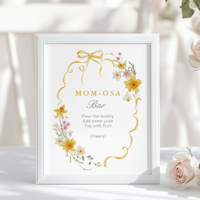 Wiildflower Mum-osa Bar Floral Bow Baby shower Poster (Creator Uploaded)