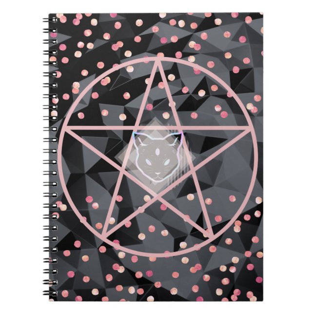 WiizyWitch Magic Witch Cosmic Cat Pentacle Magick Notebook (Front)