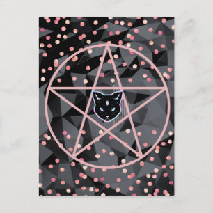 WiizyWitch Magic Witch Cosmic Cat Pentacle Magick Postcard