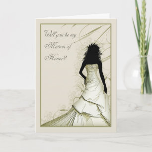 wil you be my Matron of Honour cream blends Invitation