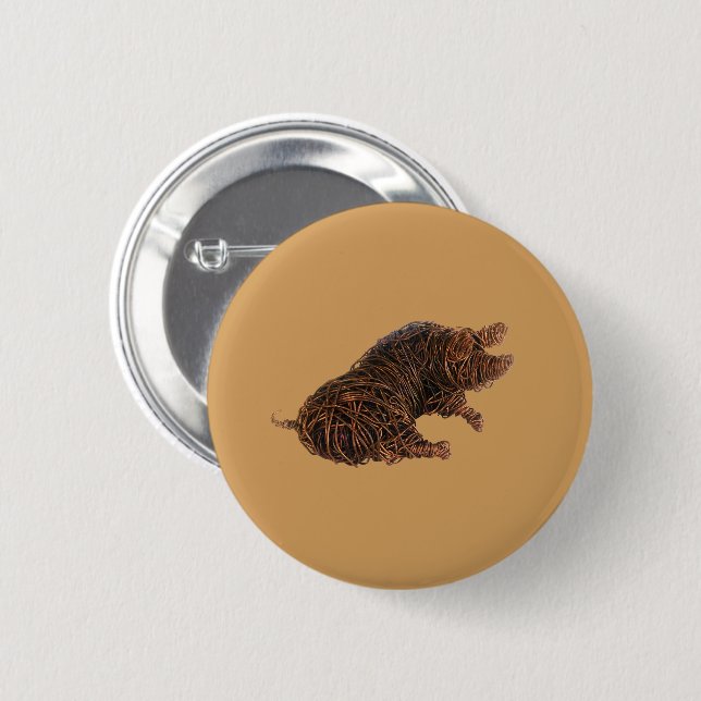 Wilbur - a discerning pig. 6 cm round badge (Front & Back)