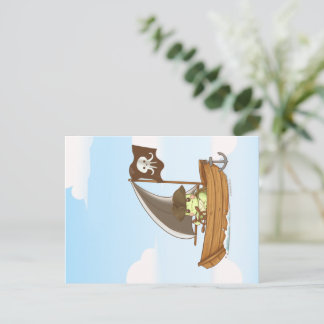 Wilbur the Turtle Sailing the Seas Pirate Ship Postcard