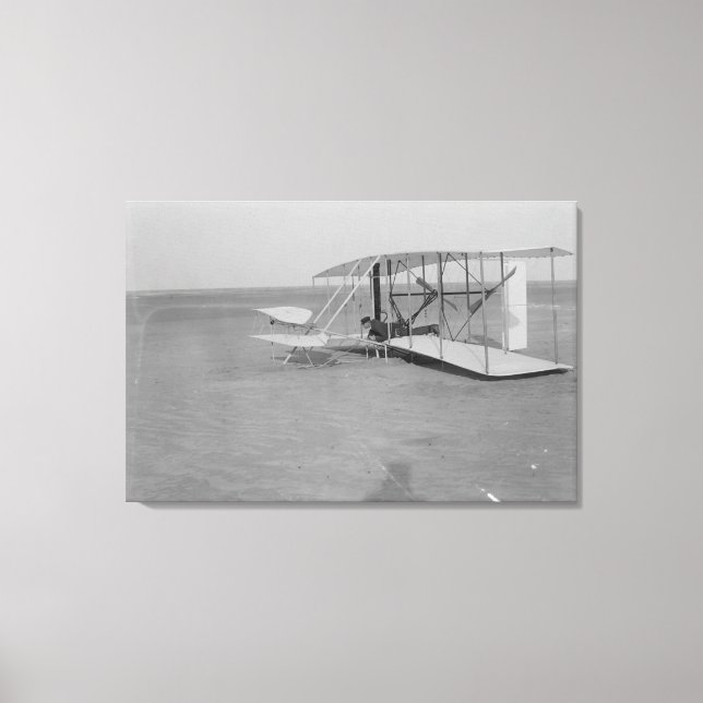 Wilbur Wright in damaged plane after Canvas Print (Front)