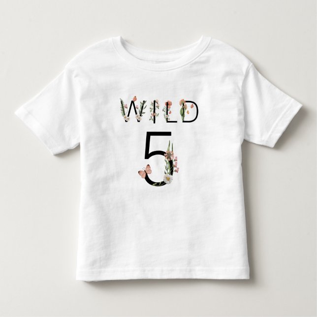Wild 5 Wildflowers 5th Birthday Toddler T-Shirt (Front)